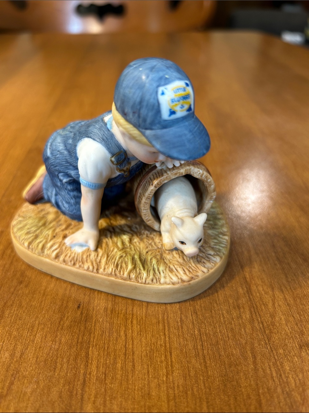 Country Store Limited Edition Little boy with pig in barrel 1983
